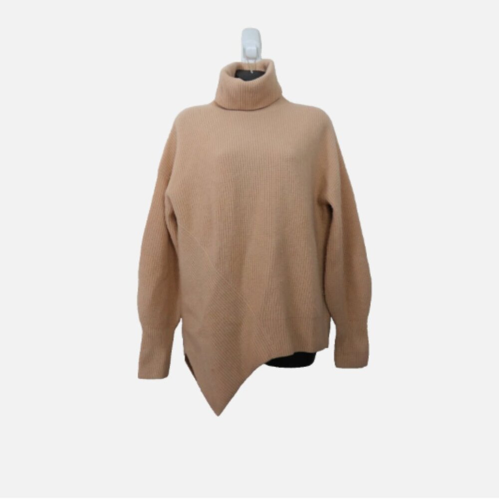 ALC Size XS Rory Turtleneck Ribbed Keyhole Back Wool Cashmere Sweater Asymmetric